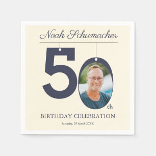 Beige Vintage 50:e födelsedagsdagen Anpassningsbar Pappersservett