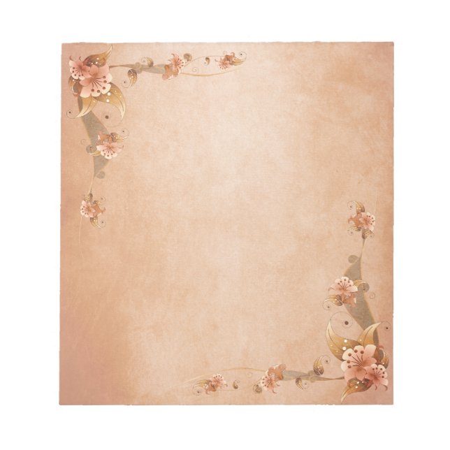 Beige Vintage Lilies Anteckningsblock (Framsida)