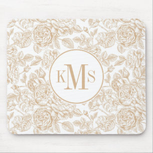 Beige Vintage Ro Flower Mönster Musmatta
