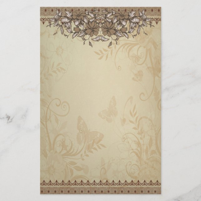 Beige Vintage Snöre Bröllop Brevpapper (Framsida)