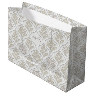 Beige & vit glittrig quatrefoil-mönster