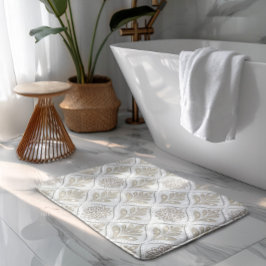 Beige & vit glittrig quatrefoil-mönster badrumsmatta