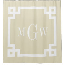 Beige Vit Grekisk Nyckel #2 Infattad 3I Monogramm
