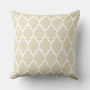 Beige Vit Marockansk Quatrefoil Mönster #4 Kudde