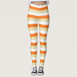 Beige-, vit- och orangerandar leggings