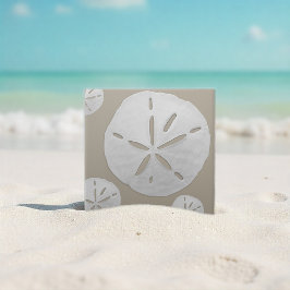 Beige & Vit Tropisk Strand Sanddollar Kakelplatta