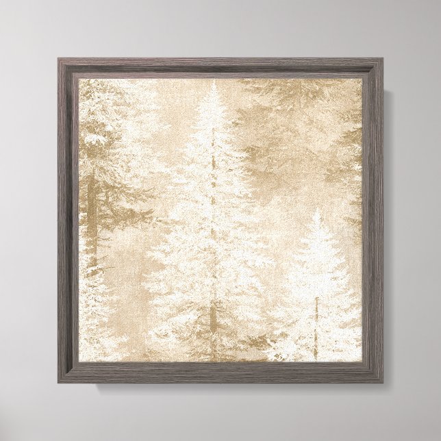 Beige Vita Julgranar   Canvastryck (Framsida)