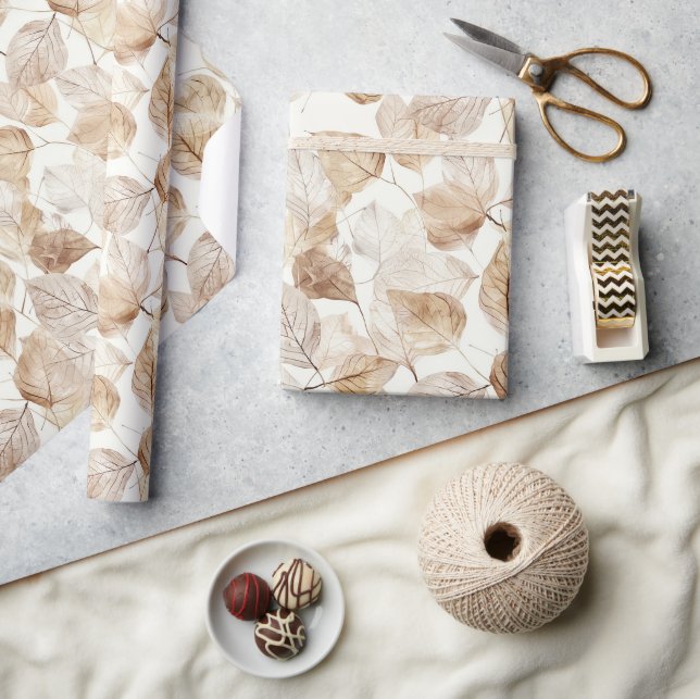 Beige Vita Löv Presentpapper (Hantverk)