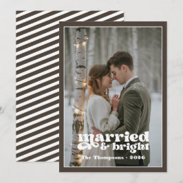 Beige & Vita Nygifta Jul Julkort