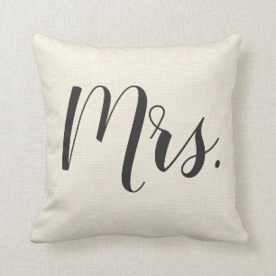 Beige vitFru Mr.&Mrs.Wedding dekorativ kudde