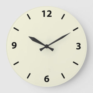 Beige Wall Clock med svarta siffror Stor Klocka