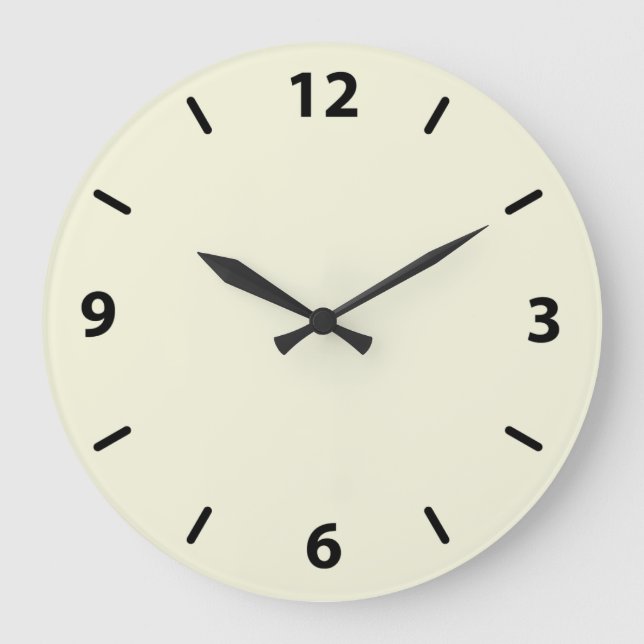 Beige Wall Clock med svarta siffror Stor Klocka (Framsida)