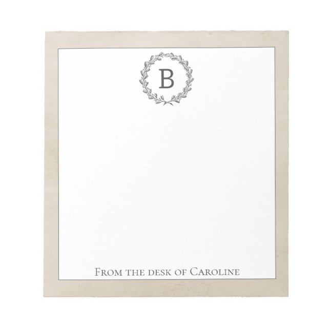 Beige Wandemonogram Anteckningsblock (Framsida)