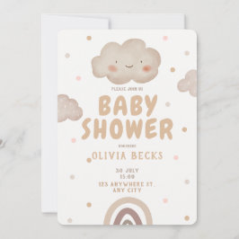 Beige Watercolor Baby Shower Inbjudningar