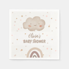 Beige Watercolor Baby Shower Pappersservett