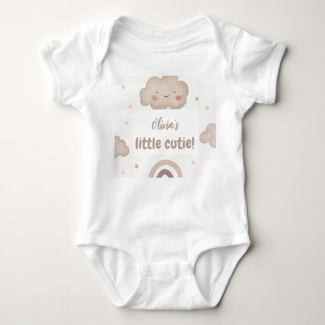 Beige Watercolor Baby Shower T Shirt (Framsida)