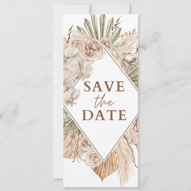 Beige Watercolor Boho Save Date Wedding Invitation Inbjudningar (Framsida)