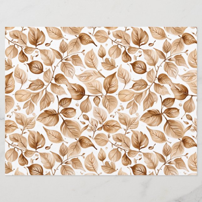 Beige Watercolor Löv Mönster (Framsida)