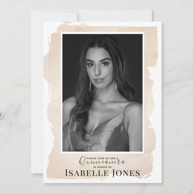 Beige Watercolor Photo Quinceañera (Framsida)