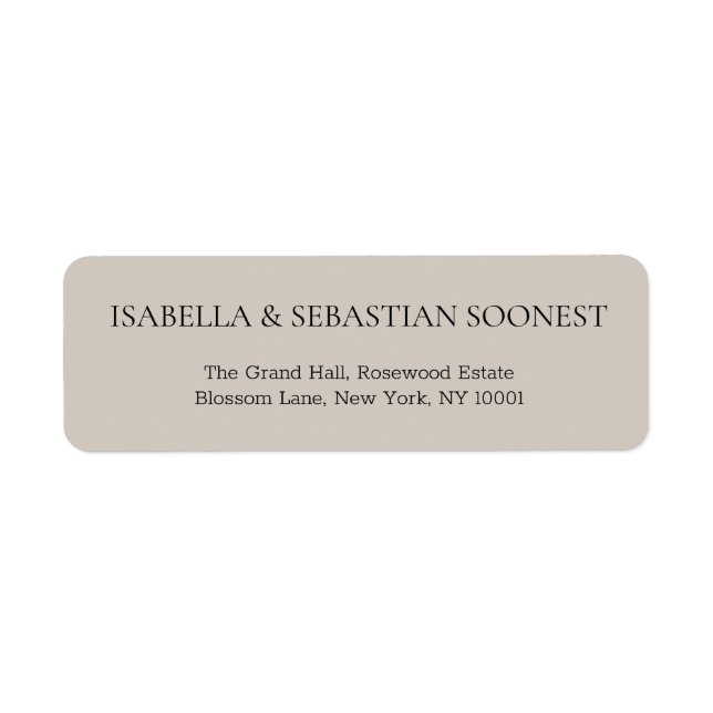 Beige Wedding Address Returadress Etikett (Framsidan)