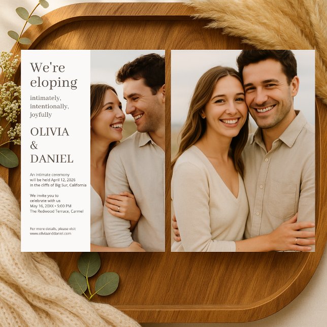 Beige Wedding Elopement Minimal Photo  Inbjudningar (Skapare uppladdad)