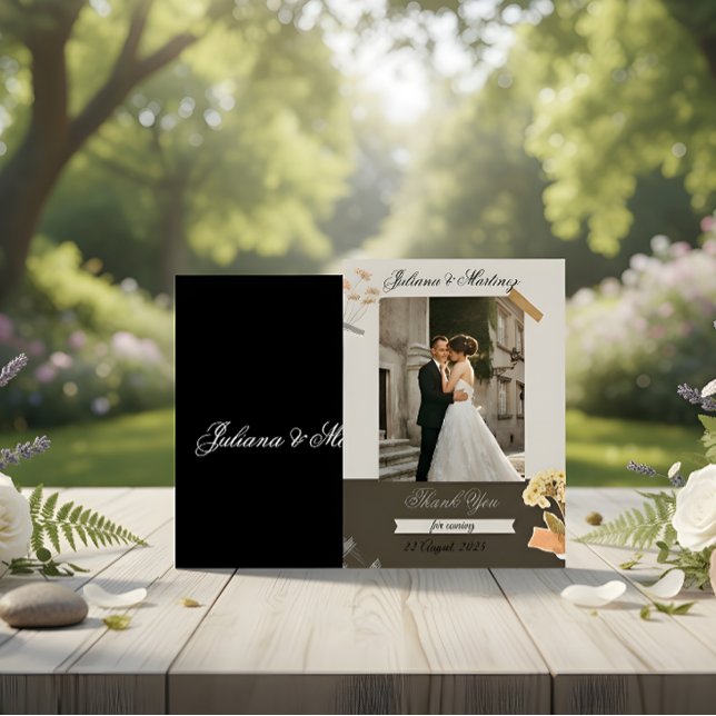Beige Wedding Invitation with Bride & Groom Photo Inbjudningar (Skapare uppladdad)
