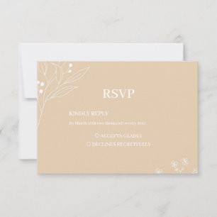 Beige White Corner Blommigt Boho Bröllop OSA Kort