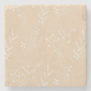 Beige White Corner Blommigt Boho Bröllop Stenunderlägg