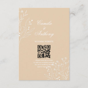 Beige White Corner Blommigt Boho Bröllop Tilläggskort