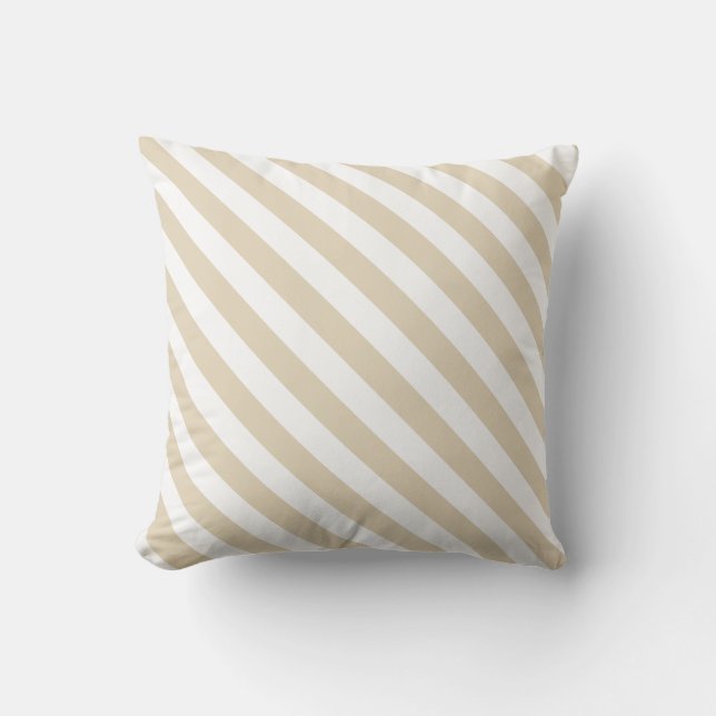 Beige White Diagonal Rand Kudde (Framsida)