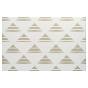 Beige White Geo Triangle Mönster Fabric Tyg