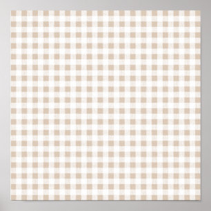 Beige White Gingham Mönster Poster