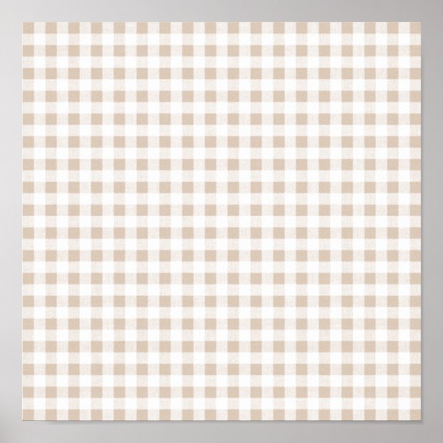 Beige White Gingham Mönster Poster (Framsidan)