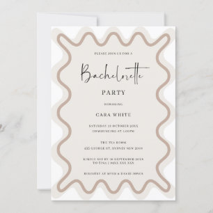 Beige White Gräns Bachelorette-partiets inbjudan