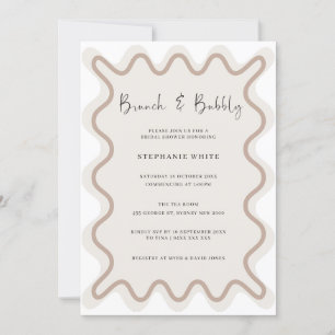 Beige White Gräns Brunch och Bubbly-inbjudan Inbjudningar