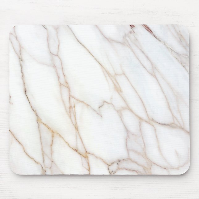 Beige & White Marble Mouse Pad Musmatta (Framsidan)