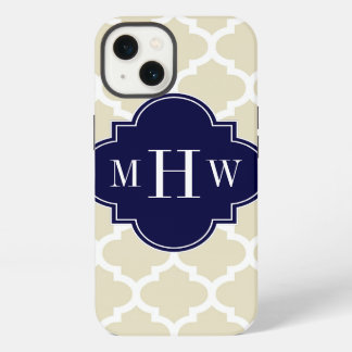 Beige, White Moroccan #5 Navy 3 Initial Monogram