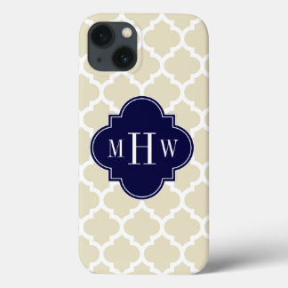 Beige, White Moroccan #5 Navy 3 Initial Monogram
