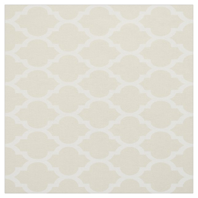 Beige, White Moroccan Quatrefoil Mönster #4 Tyg (Provkarta)