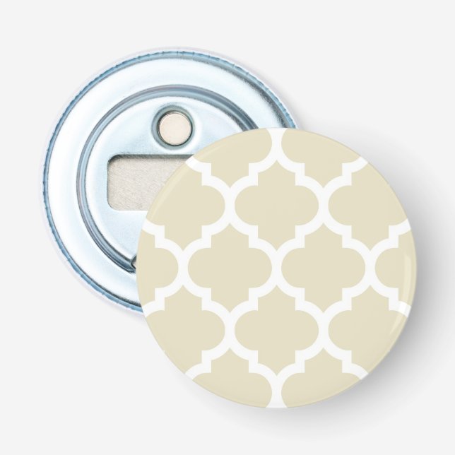Beige White Moroccan Quatrefoil Mönster #5 Flasköppnare (Framsidan)