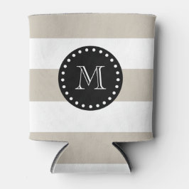 Beige White Rand Mönster, Black Monogram