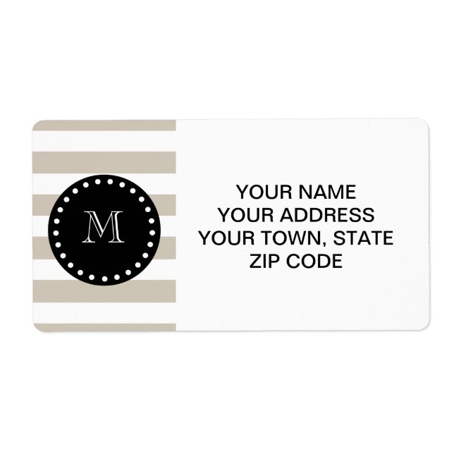 Beige White Rand Mönster, Black Monogram Fraktsedel (Framsidan)