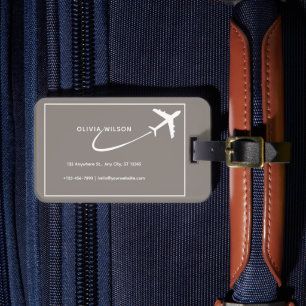 Beige White Simple Personlig Namn Luggage Tag Bagagebricka