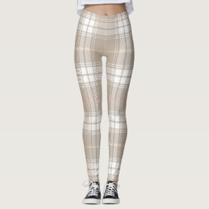 Beige White Tartan Play Mönster Rustic  Leggings