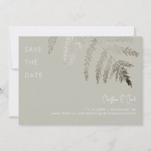 Beige White Text Modern Bröllop spara datum Inbjudningar