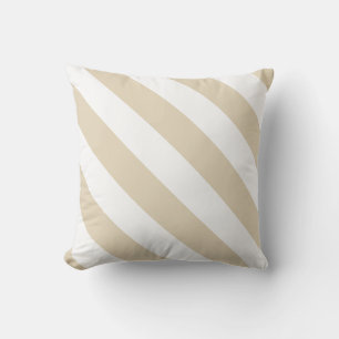 Beige White Thick Diagonal Rand Kudde