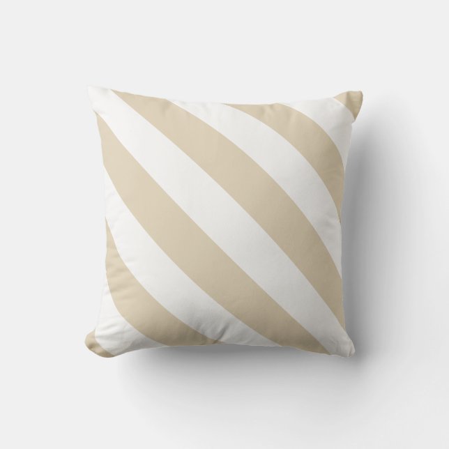 Beige White Thick Diagonal Rand Kudde (Framsida)