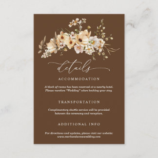 Beige Wild Flowers Wedding Details Tilläggskort