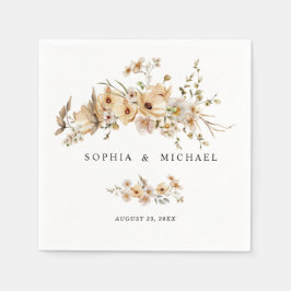 Beige Wild Flowers Wedding Pappersservett