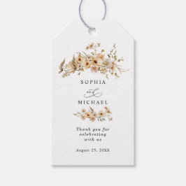 Beige Wild Flowers Wedding Presentetikett